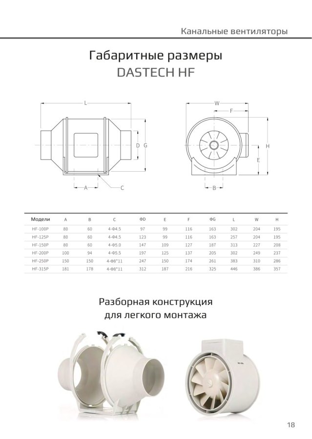 Канальный вентилятор Dastech HF-100PMZC, Ø100 мм, 240 м³/ч
