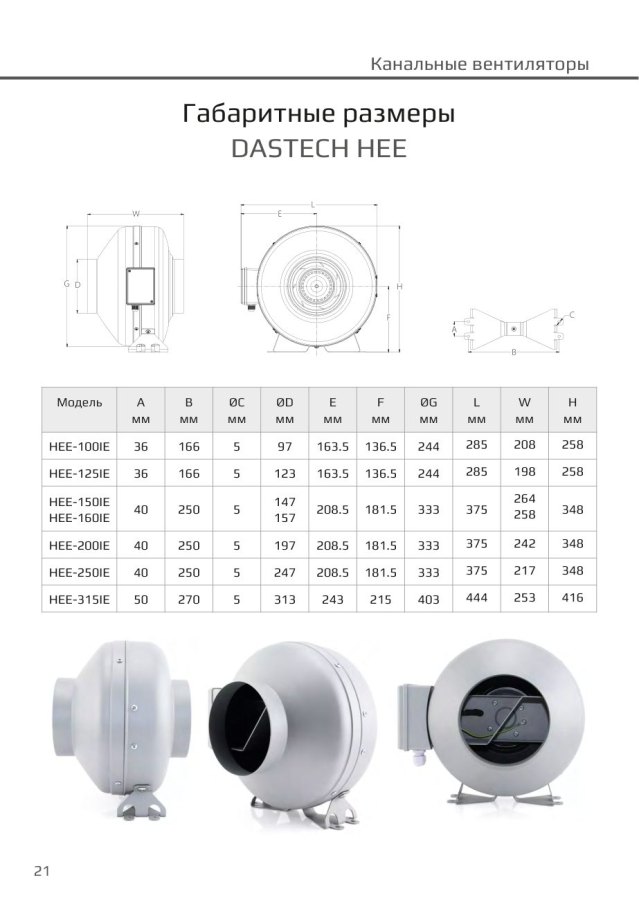 Канальный вентилятор Dastech HEE-160IE, Ø160 мм, 778 м³/ч